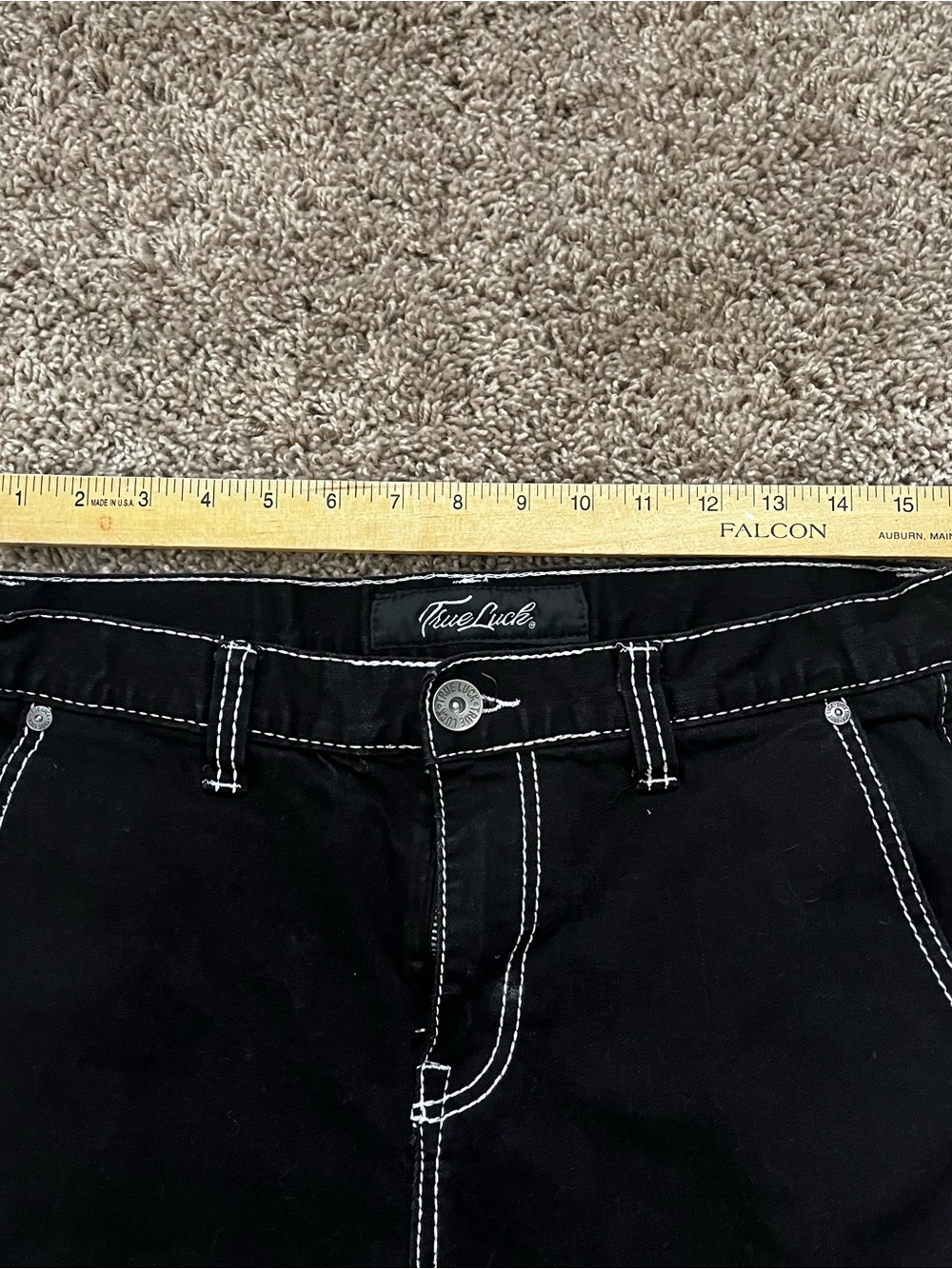 True Luck Men's Black Cargo Shorts with White Contrast Stitching - Picture 4 of 8